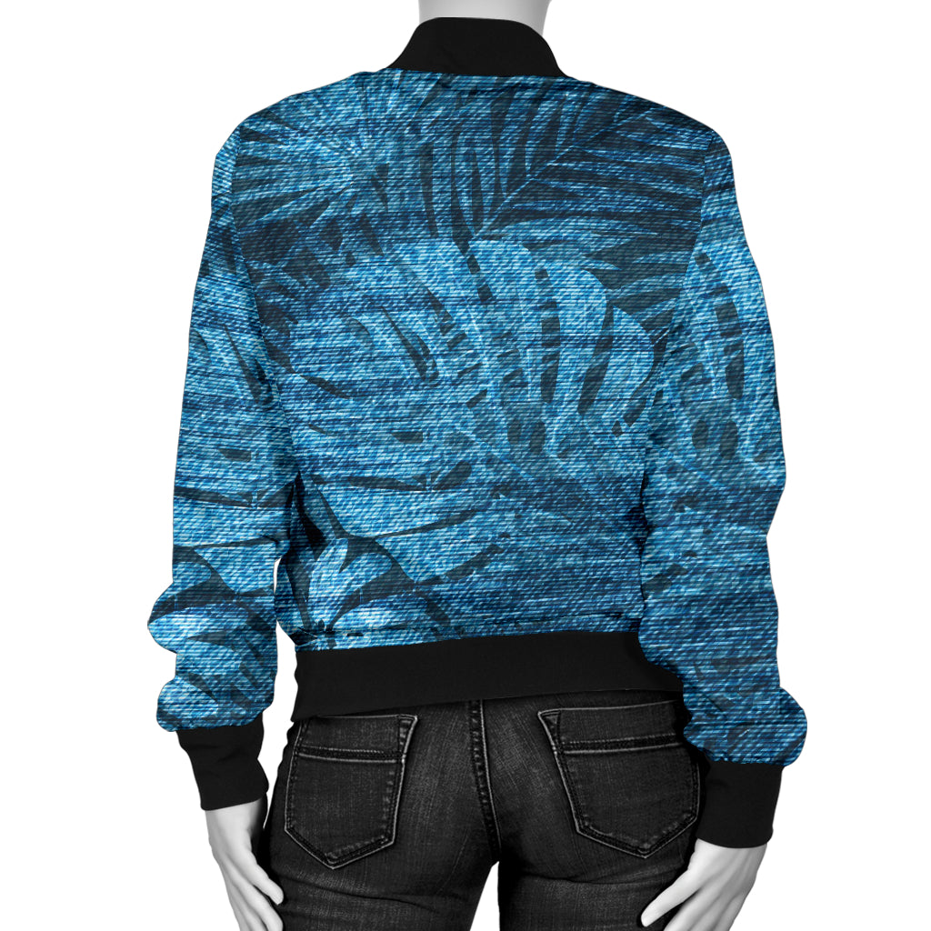 Jean Tropical Pattern Print Design 04 Women's Bomber Jacket