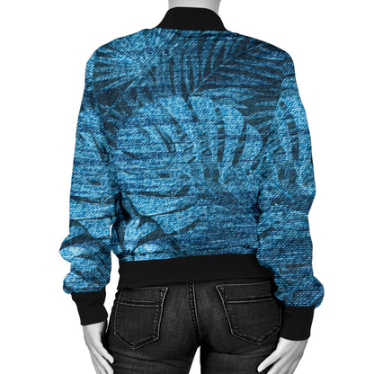 Jean Tropical Pattern Print Design 04 Women's Bomber Jacket