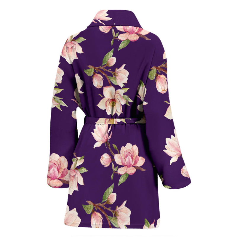 Magnolia Pattern Print Design MAG02 Women Bathrobe