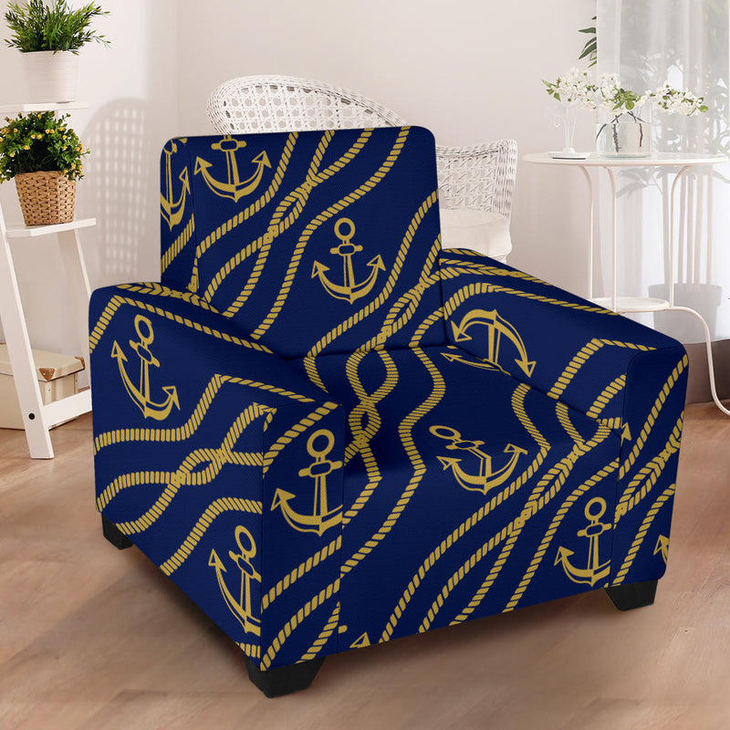 Nautical Anchor Rope Pattern Armchair Slipcover