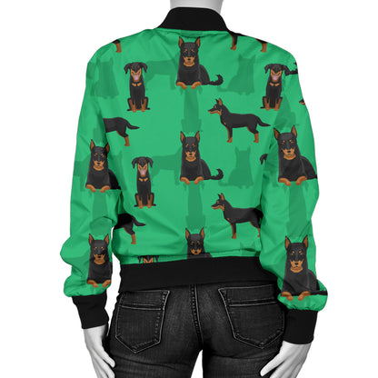 Beauceron Pattern Print Design 01 Women's Bomber Jacket
