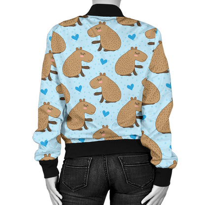 Capybara Pattern Print Design 01 Women's Bomber Jacket