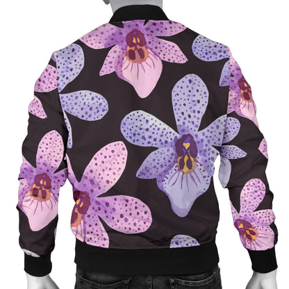 Orchid Pattern Print Design OR08 Men Bomber Jacket