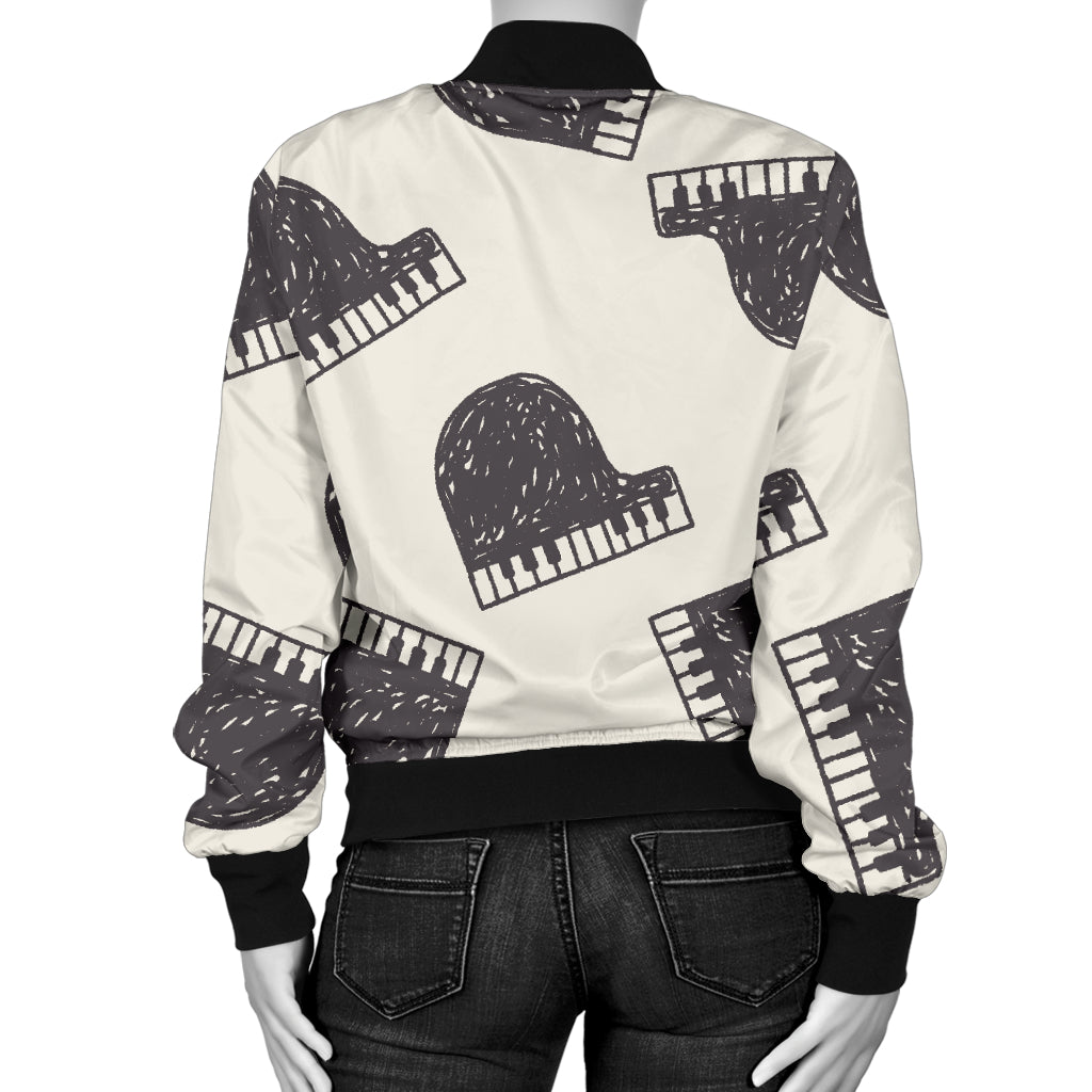 Piano Pattern Print Design 04 Women's Bomber Jacket