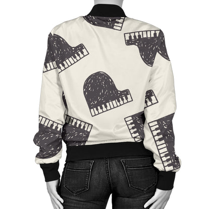 Piano Pattern Print Design 04 Women's Bomber Jacket
