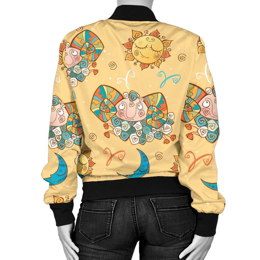 Aries Zodiac Pattern Print Design 03 Women's Bomber Jacket