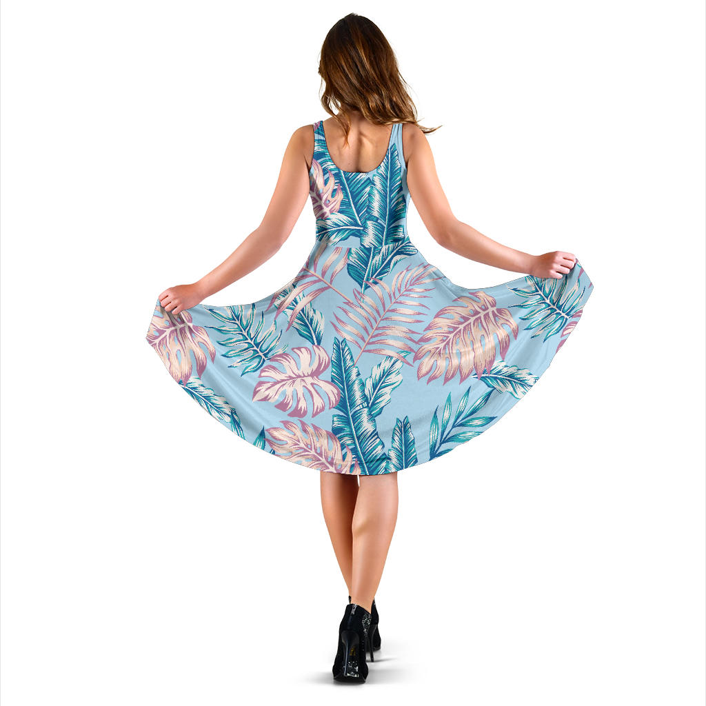 Tropical Flower Pattern Print Design TF01 Midi Dress
