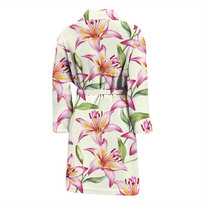 Lily Pattern Print Design LY011 Men Bathrobe