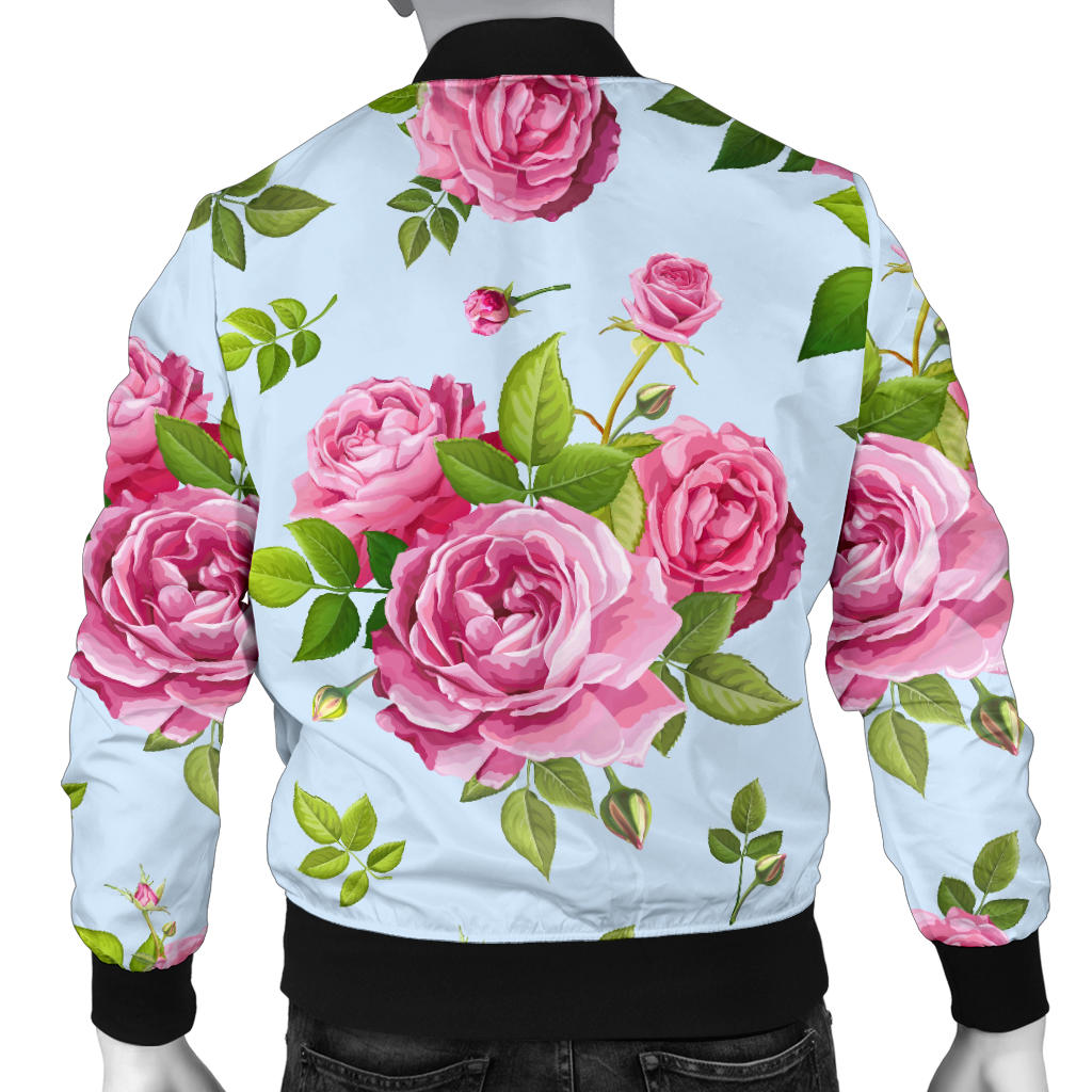Rose Pink Pattern Print Design RO08 Men Bomber Jacket