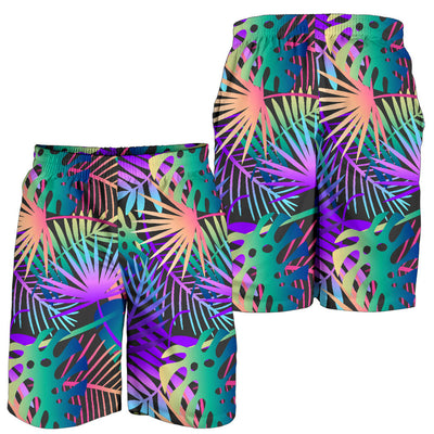 Neon Flower Tropical Palm Leaves Mens Shorts