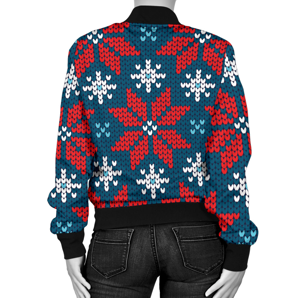 Poinsettia Pattern Print Design A02 Women's Bomber Jacket