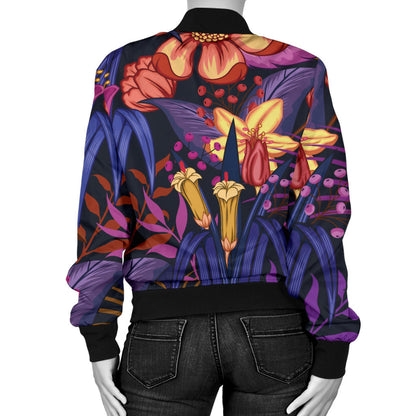 Lily Pattern Print Design LY016 Women Bomber Jacket