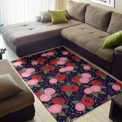 Camellia Pattern Print Design CM02 Area Rugs