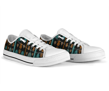 Hawaiian Themed Pattern Print Design H023 White Bottom Low Top Shoes