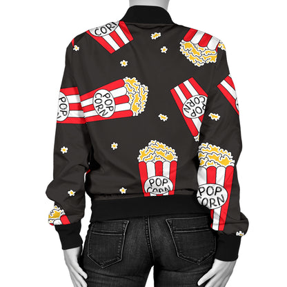 Popcorn Pattern Print Design A01 Women's Bomber Jacket