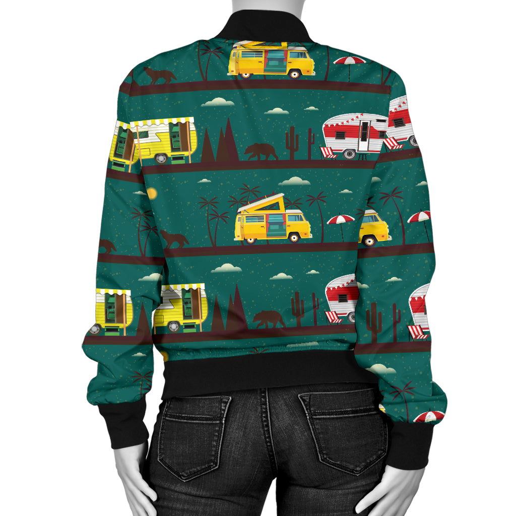 Camper Pattern Print Design 05 Women's Bomber Jacket
