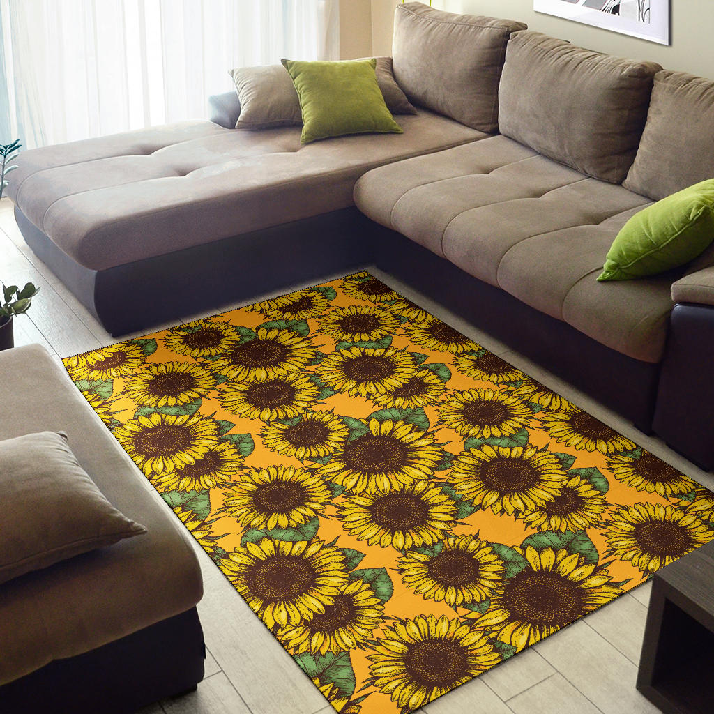 Sunflower Pattern Print Design SF04 Area Rugs