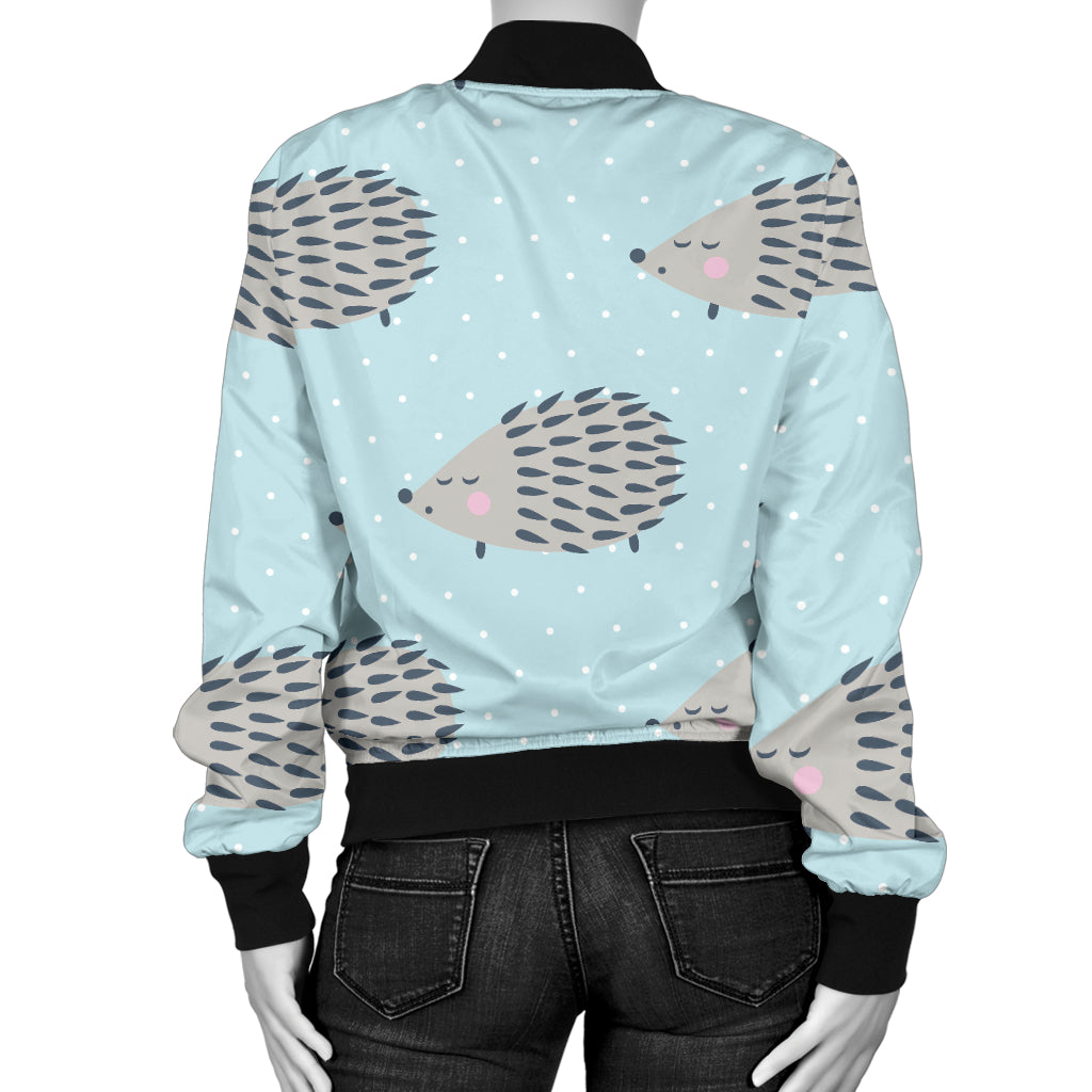 Hedgehog Pattern Print Design 02 Women's Bomber Jacket