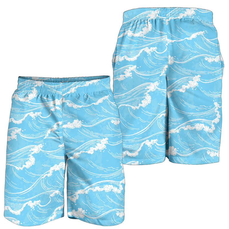 Ocean Wave Pattern Print Design A01 Mens Shorts