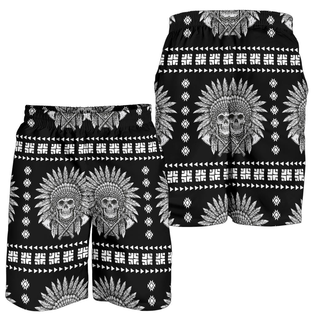 Native American Indian Skull Mens Shorts