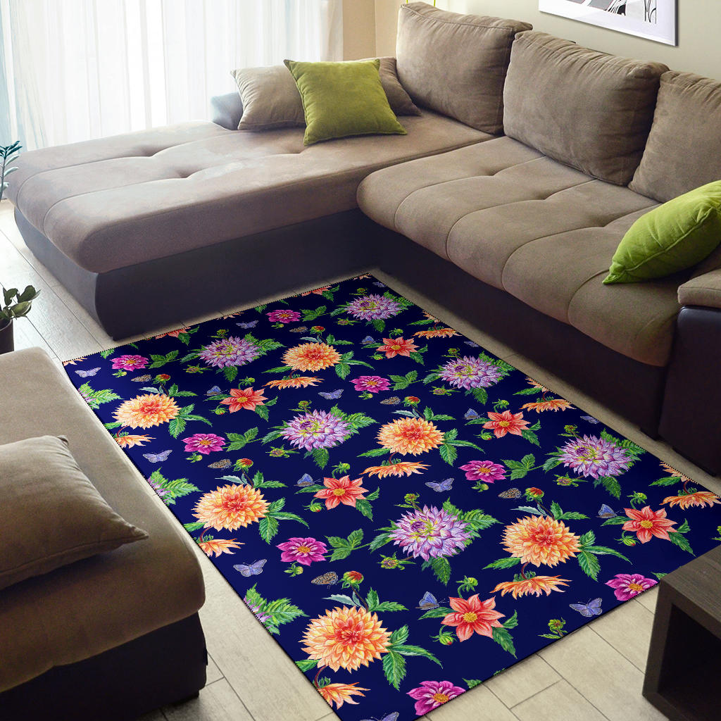 Dahlia Pattern Print Design DH010 Area Rugs