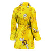 Bee Pattern Print Design BEE01 Women Bathrobe