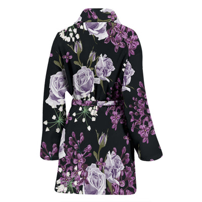 Lilac Pattern Print Design LI04 Women Bathrobe