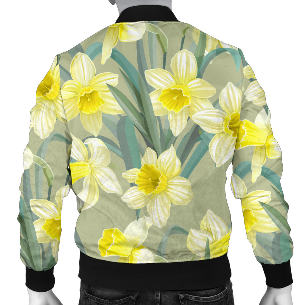 Daffodils Pattern Print Design DF01 Men Bomber Jacket