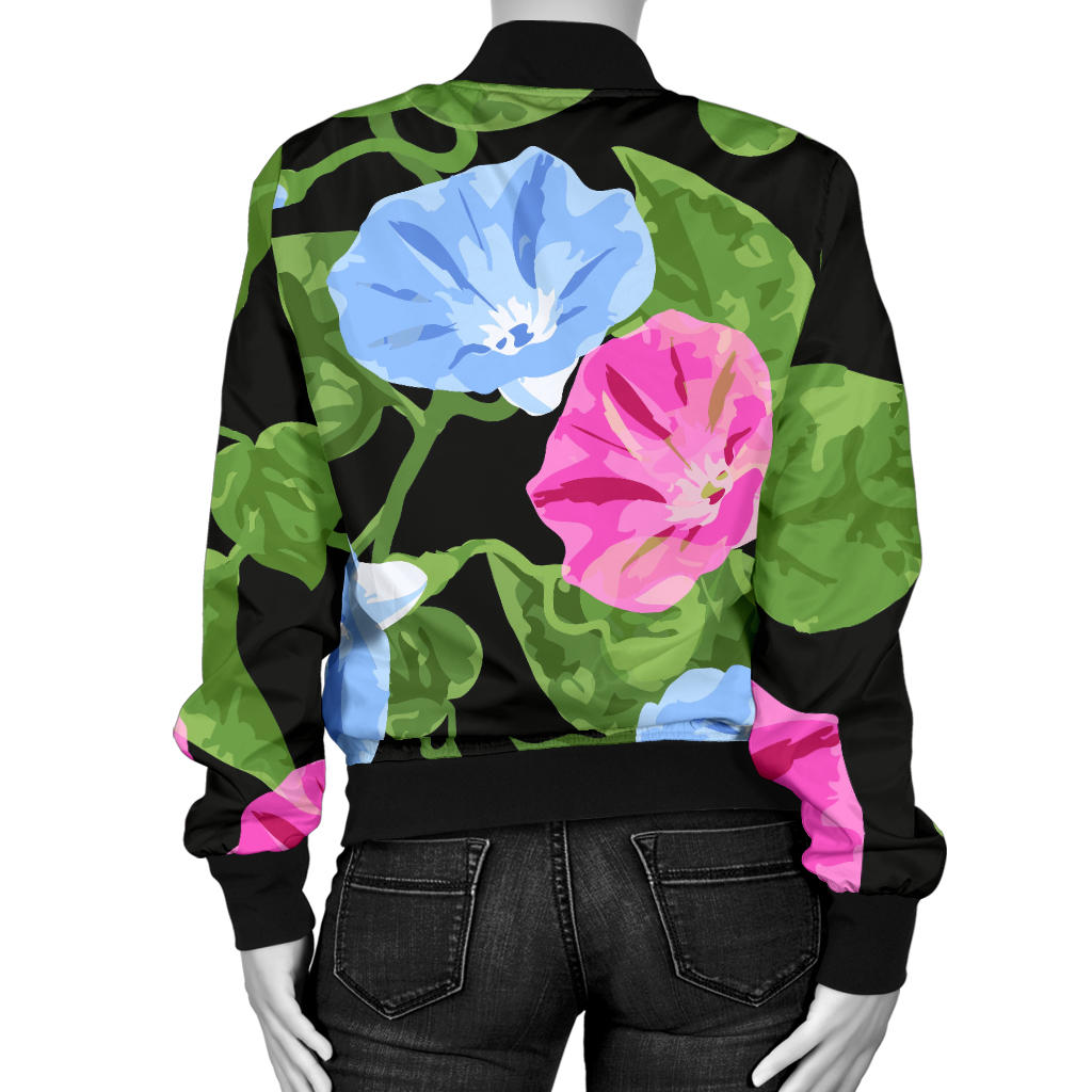 Morning Glory Pattern Print Design MG04 Women Bomber Jacket