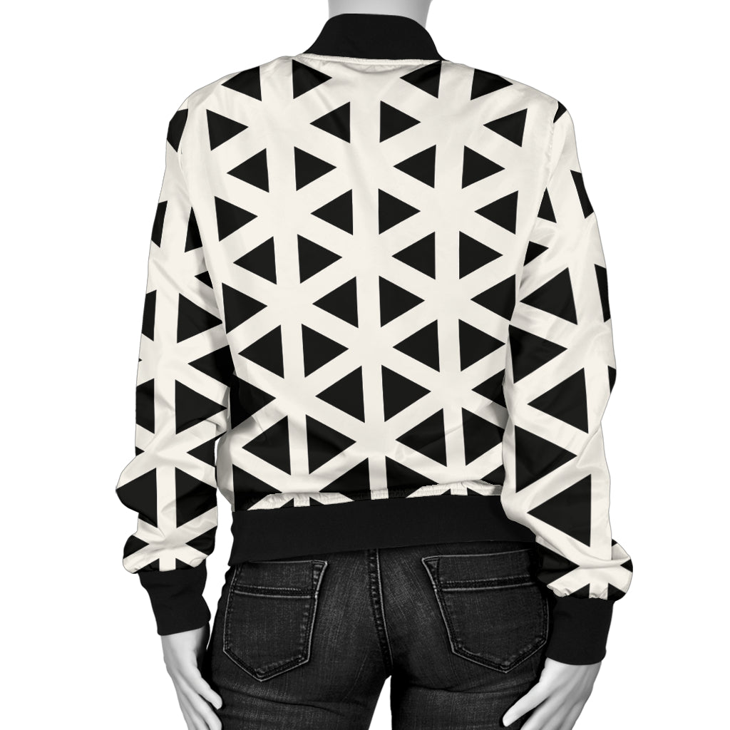 Geometric Black White Pattern Print Design 03 Women's Bomber Jacket