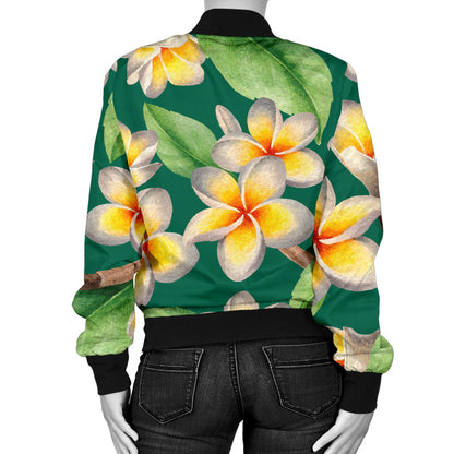 Plumeria Pattern Print Design PM07 Women Bomber Jacket