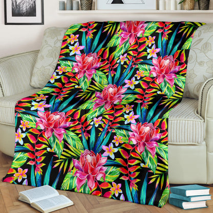 Heliconia Pattern Print Design HL02 Fleece Blanket