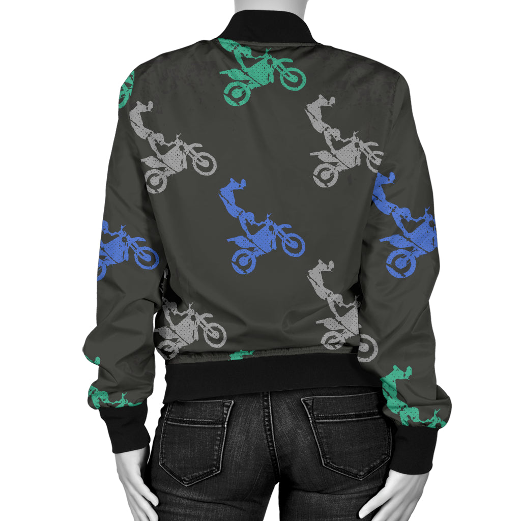 Motocross Pattern Print Design 02 Women's Bomber Jacket