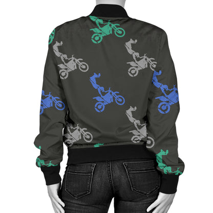 Motocross Pattern Print Design 02 Women's Bomber Jacket