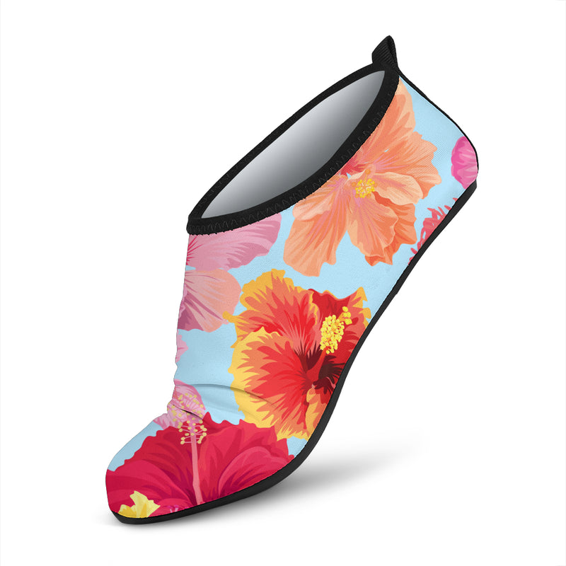 Hibiscus Pattern Print Design HB020 Aqua Water Shoes