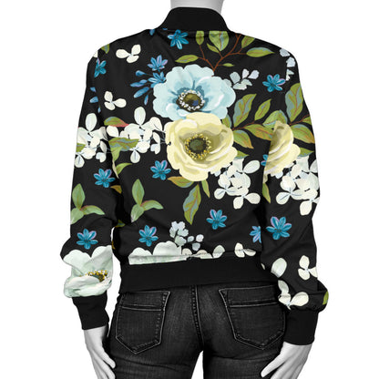 Anemone Pattern Print Design AM03 Women Bomber Jacket