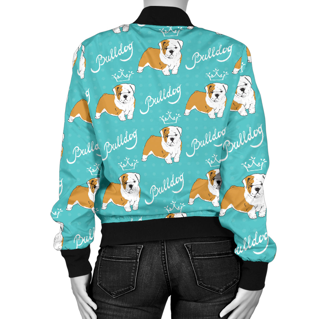Bulldogs Pattern Print Design 05 Women's Bomber Jacket