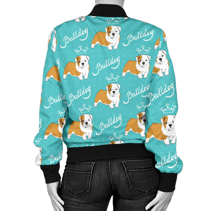 Bulldogs Pattern Print Design 05 Women's Bomber Jacket