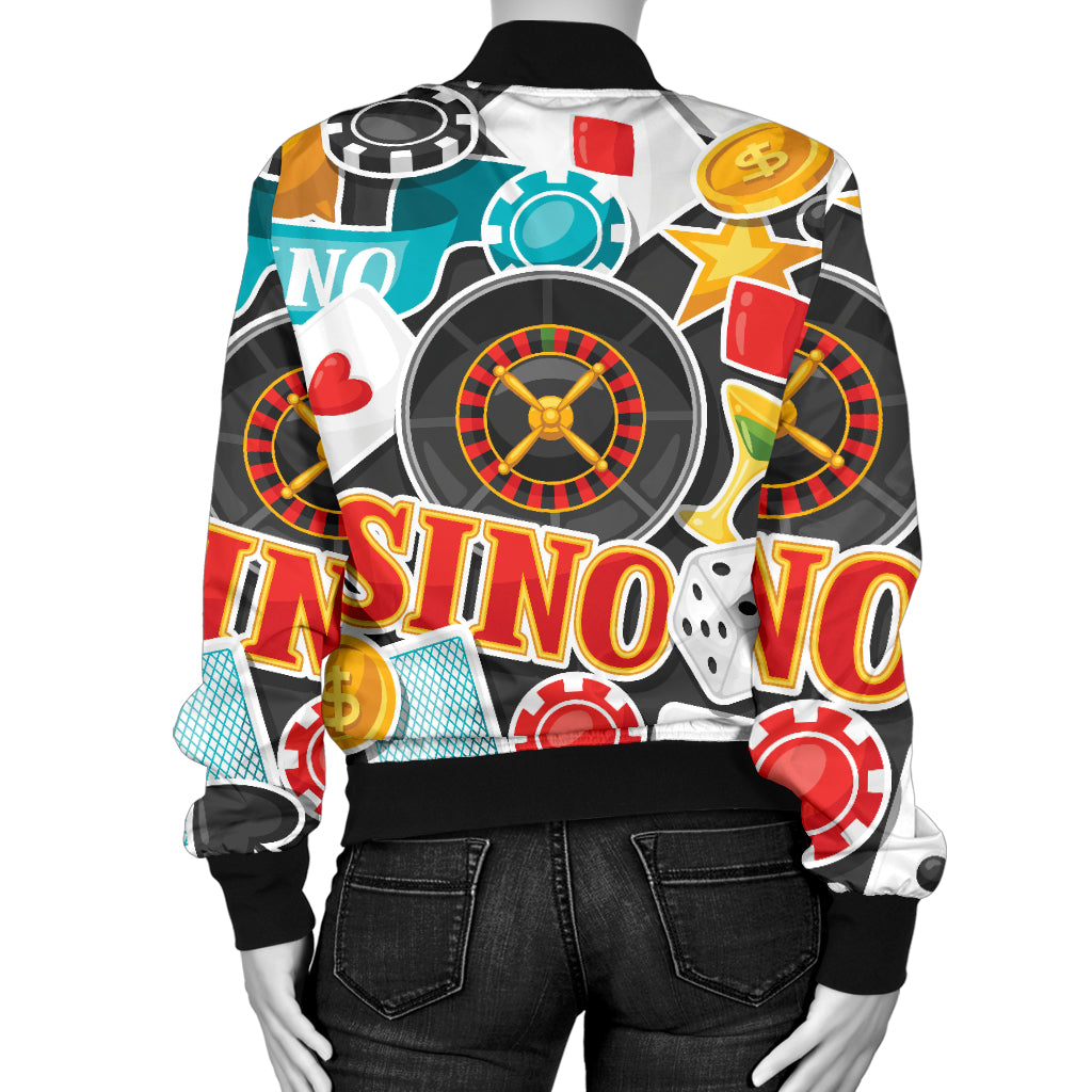 Casino Pattern Print Design 03 Women's Bomber Jacket