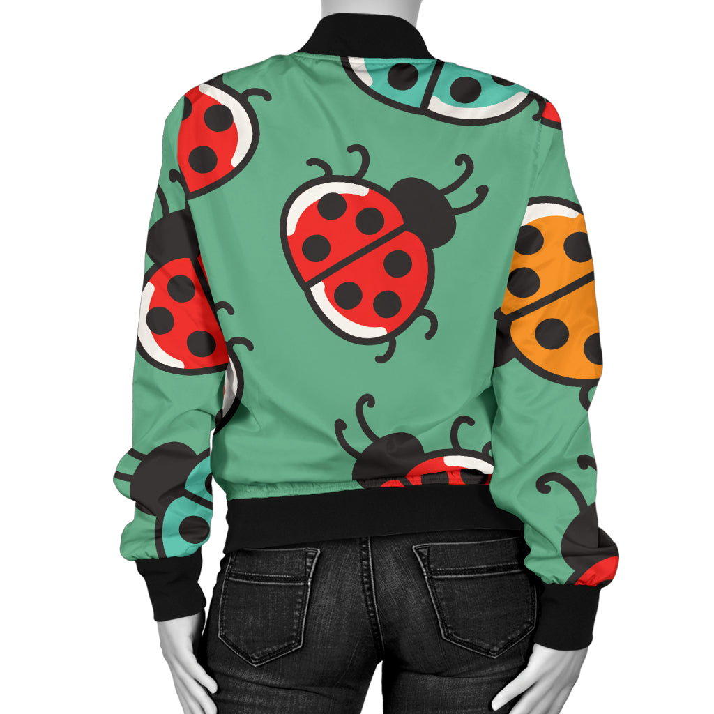 Ladybug Pattern Print Design 02 Women's Bomber Jacket