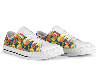 Grapefruit Pattern Print Design GF04 White Bottom Low Top Shoes