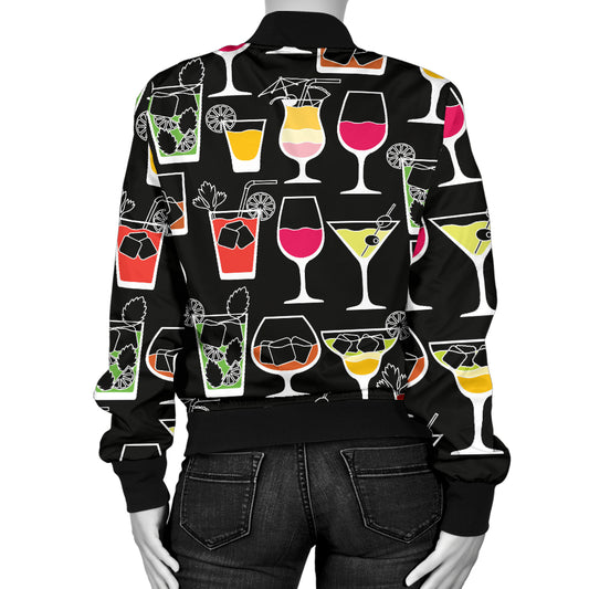 Cocktail Pattern Print Design 01 Women's Bomber Jacket