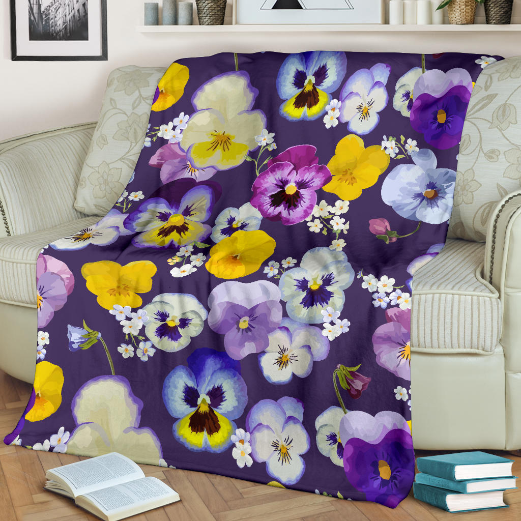 Pansy Pattern Print Design PS02 Fleece Blanket