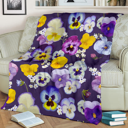 Pansy Pattern Print Design PS02 Fleece Blanket