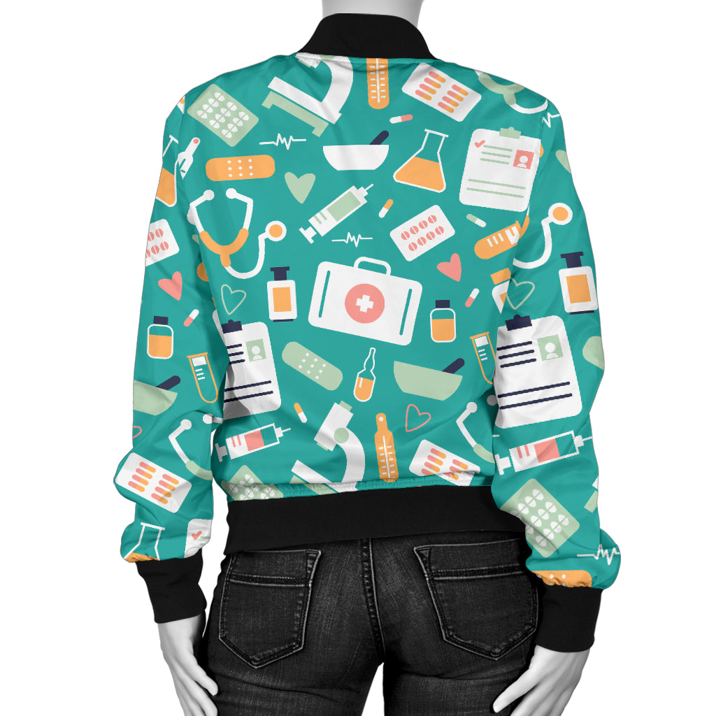 Medical Pattern Print Design 03 Women's Bomber Jacket