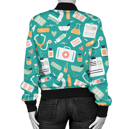 Medical Pattern Print Design 03 Women's Bomber Jacket