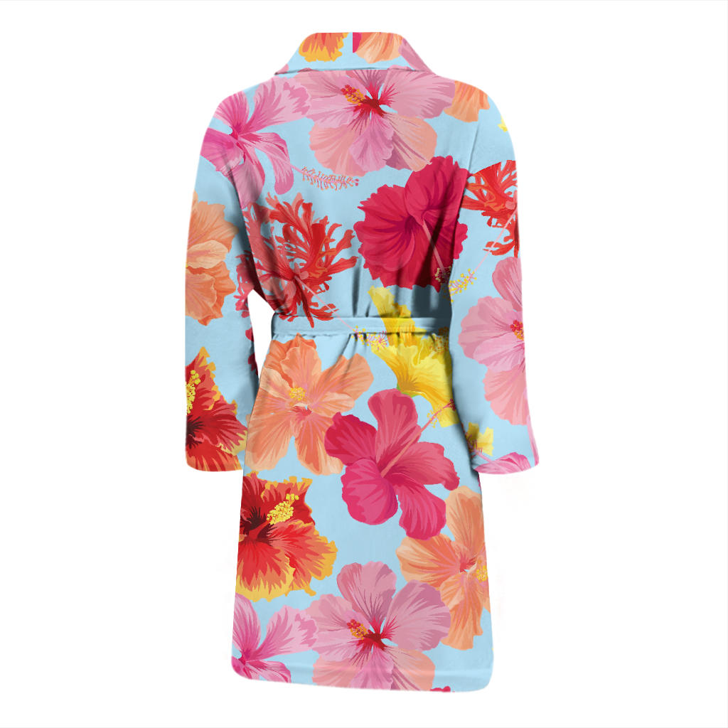 Hibiscus Pattern Print Design HB020 Men Bathrobe