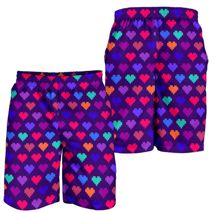 Heart Pixel Pattern Print Design HE03 Mens Shorts