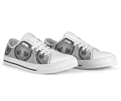 Celtic Tree of life Print White Bottom Low Top Shoes