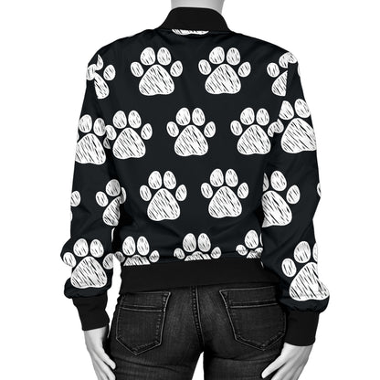 Paw Pattern Print Design A02 Women's Bomber Jacket